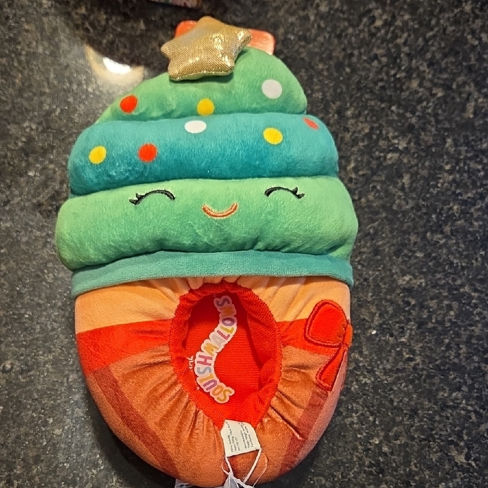 Squishmallow Christmas Tree Slippers Size 4 Kids